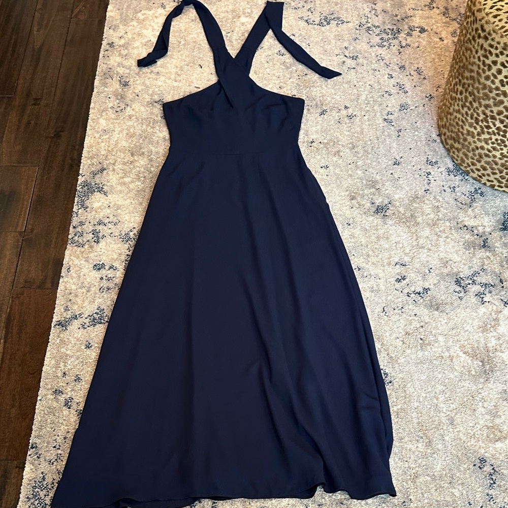 Banana republic, maxi, crêpe, halter, dress,  Navy